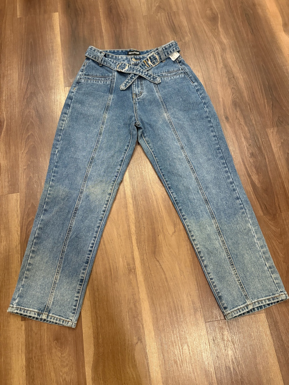 PrettyLittleThing Blue women Straight Jeans with Waist Tie